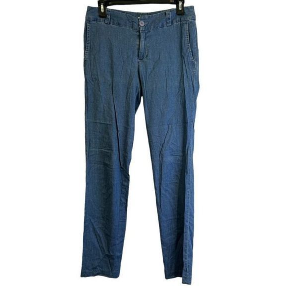 🌿4/$30🌿 ALFRED SUNG Blue Straight Legged Denim Dress Pants (2)